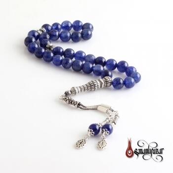 Orjinal Safir Taşlı 925 Ayar Gümüş Tesbih - Osmanlı Pazar