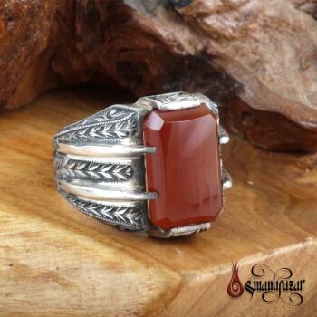 Orjinal Yemen Akik Taşlı Erzurum Kalem İşi ( NURULLAH DAŞDAN USTA ) Gümüş Yüzük - Osmanlı Pazar