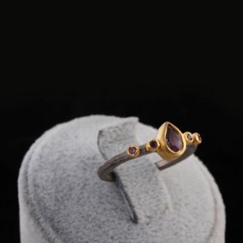 Otantik Tasarım Ametist Taşlı Gümüş Yüzük - Osmanlı Pazar