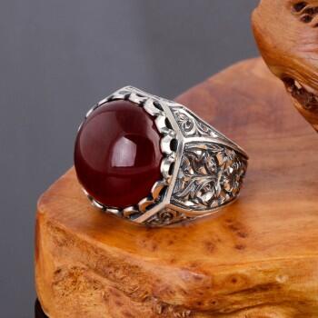 Özel Erzurum Kalem işi Usta İşi Yemen Akik Taşlı 925 Ayar Gümüş Yüzük - Osmanlı Pazar