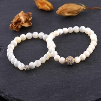 Özel Sedef Taşlı Kombin Bileklik Gümüş Aparatlı - Osmanlı Pazar