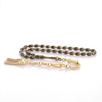 Özel Tasarım Erzurum Oltu Altın Kaplama Gümüş Tesbih - Osmanlı Pazar