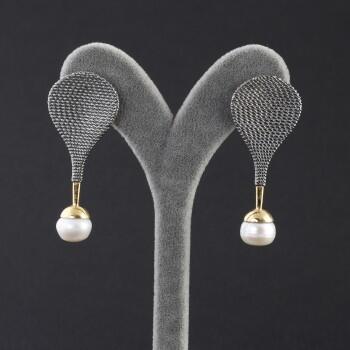 Özel Tasarım İnci Doğal Taşlı 925 Ayar Gümüş Küpe - Osmanlı Pazar