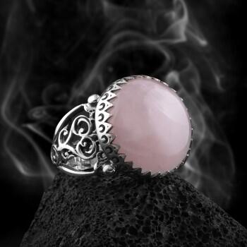 Pembe Kuvars Taşlı Gümüş Yüzük - Osmanlı Pazar