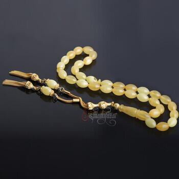 Polonya Damla Kehribar Tesbih Altın Kaplama Püskül - Osmanlı Pazar