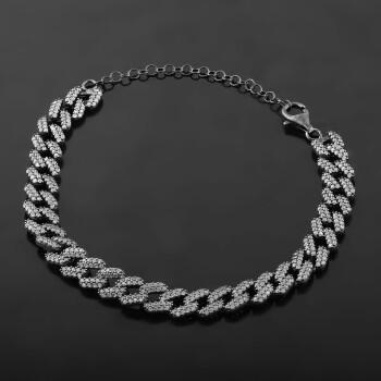 Rodyum Kaplama 925 Ayar Gümüş Gurmet Zincir Unisex Bileklik - Osmanlı Pazar