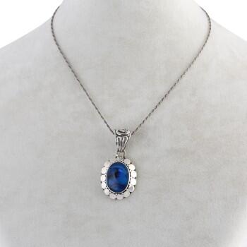 Sedef Doğal Taşlı 925 Ayar Gümüş Kolye M2 - Osmanlı Pazar