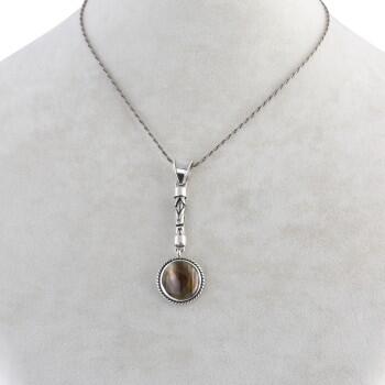 Sedef Doğal Taşlı 925 Ayar Gümüş Kolye M3 - Osmanlı Pazar