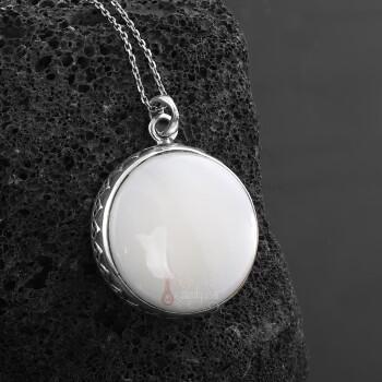 Sedef Taşı Gümüş Kolye El İşçiliği 925 Ayar Gümüş - Osmanlı Pazar