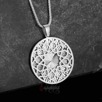 Selçuklu Yıldız Motifi Gravür El İşçiliği Gümüş Kolye - Osmanlı Pazar