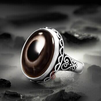 Siyah Göz Akik Taşı Bay-Bayan 925 Ayar Gümüş Yüzük - Osmanlı Pazar