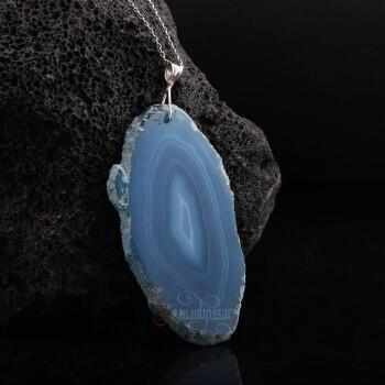 Soft Mavi Dantel Akik Doğal Taşlı Kolye - Osmanlı Pazar