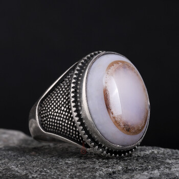 Süleyman-i Akik Taşı 925 Ayar Gümüş Yüzük El İşçiliği - Osmanlı Pazar