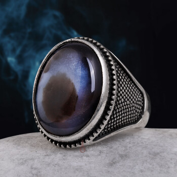 Süleyman-i Göz Akik Taşı 925 Ayar Gümüş El İşi Yüzük - Osmanlı Pazar