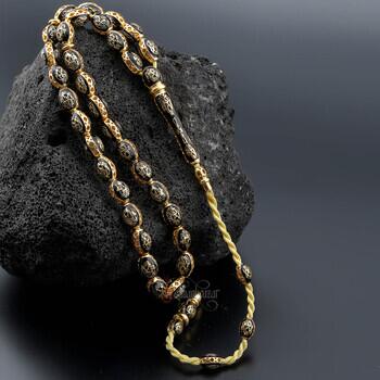 Tanelerinde Kelime-i Tevhid Yazılı 14 Ayar Altın Tesbih - Osmanlı Pazar