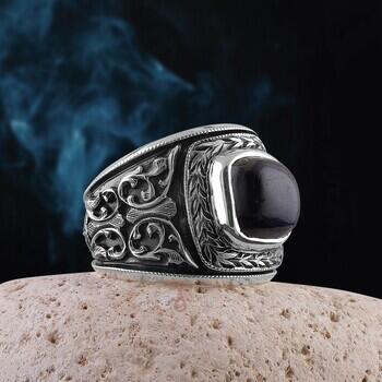 Telkâri Model Safir Taşı Nurullah Daştan Usta Gümüş Yüzük - Osmanlı Pazar