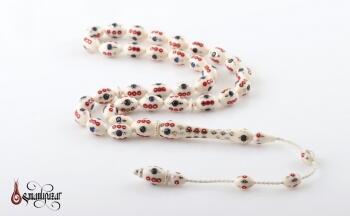 Turgay Karaman Yapımı Mercan ve 14K Altın İşlemeli Fildişi Tesbih - Osmanlı Pazar