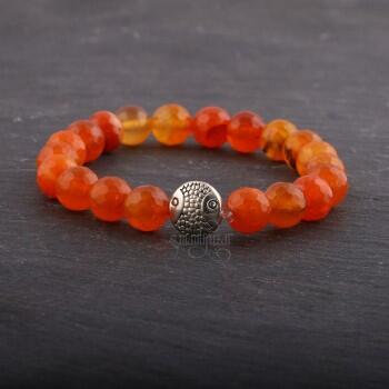Turuncu Akik Doğal Taşlı Bileklik - Osmanlı Pazar