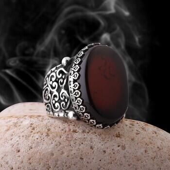 Usta İşçiliği Orijinal Yemen Akik Taşı 925 Ayar Gümüş Yüzük - Osmanlı Pazar