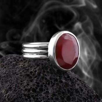 Yakut Doğal Taşlı El İşçiliği 925 Ayar Gümüş Bayan Yüzük - Osmanlı Pazar