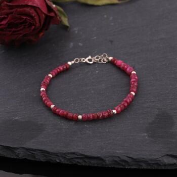 Yakut Doğal Taşlı Minimal Bayan Bileklik - Osmanlı Pazar