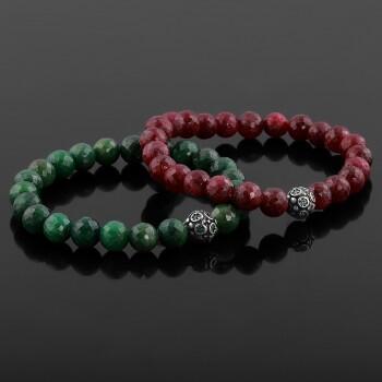 Yakut ve Zümrüt Doğal Taşlı Sevgili Kombin Bileklik - Osmanlı Pazar