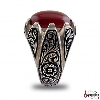 Yemen Akiği Özel Kalem işi Gümüş Yüzük Nurullah Daştan Usta - Osmanlı Pazar