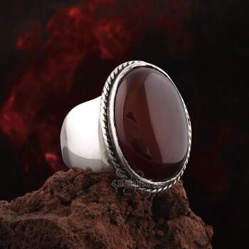 Yemen Akik Doğal Taşlı 925 Ayar Gümüş Sarmal Model Yüzük - Osmanlı Pazar