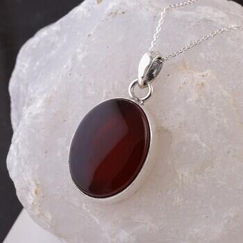 Yemen Akik Taşı Sıvama 925 Ayar Gümüş Kolye - Osmanlı Pazar