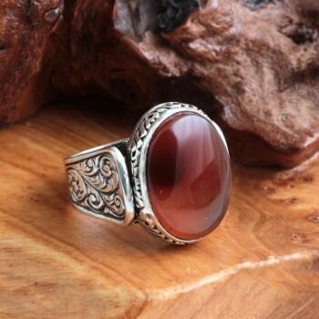 Yemen AKİK Taşlı 925 Ayar Gümüş Yüzük - M2 - Osmanlı Pazar