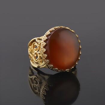 Yemen Akik Taşlı Altın Kaplama Gümüş Yüzük - Osmanlı Pazar