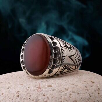 Yemen Akik Taşlı El Yapımı 925 Ayar Gümüş Yüzük - Osmanlı Pazar