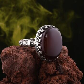 Yemen Akik Taşlı Özel İşçilikli 925 Ayar Gümüş Yüzük - Osmanlı Pazar