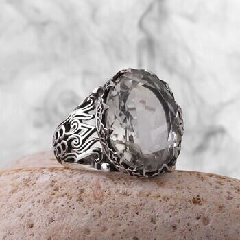 Yeşil Ametist Doğal Taşlı Gümüş Yüzük - Osmanlı Pazar