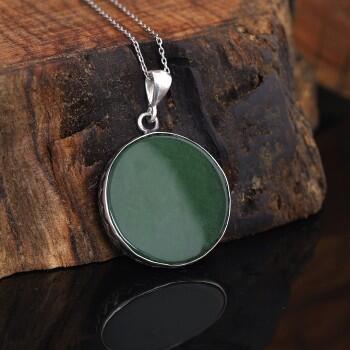 Yeşim Taşı Gümüş Kolye El İşçiliği - Osmanlı Pazar