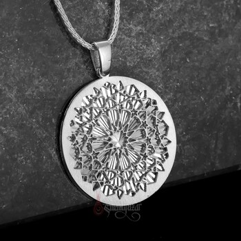 Yıldız Tasarım Gravür Oyma Plaka Gümüş Kolye - Osmanlı Pazar