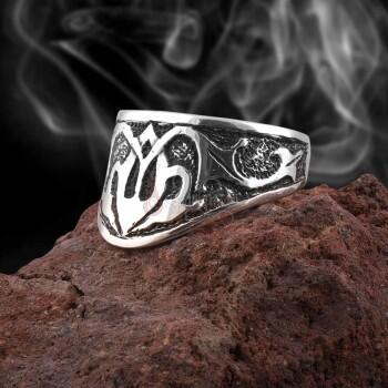 Zihgir Okçu Yüzüğü 925 Ayar Gümüş El İşlemeli - Osmanlı Pazar