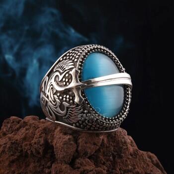 Zülfikar Özel Tasarım 925 Ayar Gümüş Kedigözü Taşı Yüzük - Osmanlı Pazar